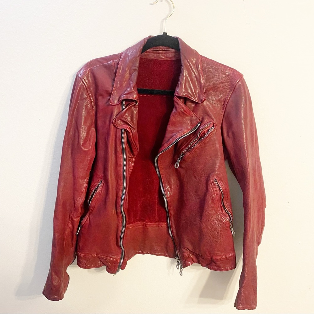 Object-dyed oil-tanned double riders leather jacket
